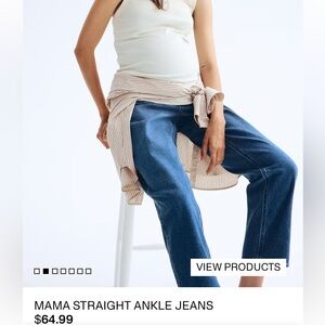 H&M mama straight ankle jeans in denim blue, size small